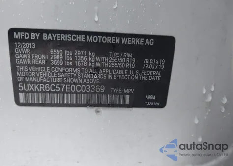 2014 BMW X5 xDrive50I z USA, uszkodzony, nr VIN 5UXKR6C57E0C03369